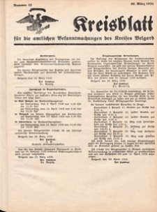 Kreisblatt für die amtlichen Bekanntmachungen des Kreises Belgard 1936 Nr 12