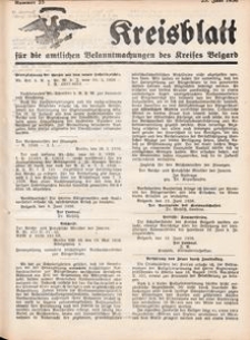 Kreisblatt f&uuml;r die amtlichen Bekanntmachungen des Kreises Belgard 1936 Nr 25