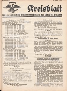 Kreisblatt f&uuml;r die amtlichen Bekanntmachungen des Kreises Belgard 1936 Nr 27