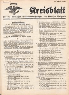 Kreisblatt für die amtlichen Bekanntmachungen des Kreises Belgard 1936 Nr 31