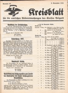 Kreisblatt für die amtlichen Bekanntmachungen des Kreises Belgard 1936 Nr 45
