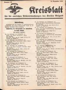 Kreisblatt für die amtlichen Bekanntmachungen des Kreises Belgard 1936 Nr 52