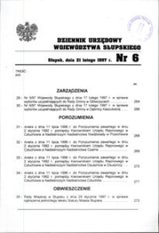 Dziennik Urzędowy Województwa Słupskiego. Nr 6/1997