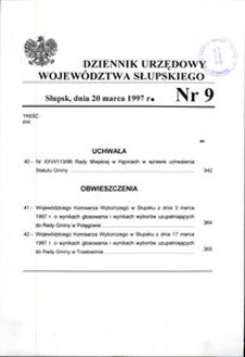 Dziennik Urzędowy Województwa Słupskiego. Nr 9/1997