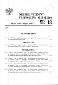 Dziennik Urzędowy Województwa Słupskiego. Nr 18/1997