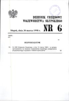 Dziennik Urzędowy Województwa Słupskiego. Nr 6/1998