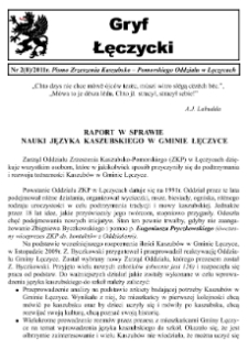 Gryf Łęczycki. Pismo Zrzeszenia Kaszubsko-Pomorskiego Oddziału w Łęczycach, 2011, luty, Nr 2 (8)
