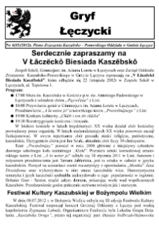 Gryf Łęczycki. Pismo Zrzeszenia Kaszubsko-Pomorskiego Oddziału w Gminie Łęczyce, 2012, listopad, Nr 4 (15)