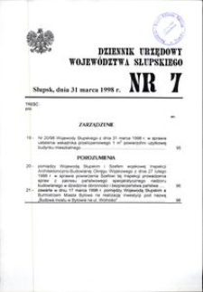 Dziennik Urzędowy Województwa Słupskiego. Nr 7/1998