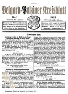 Belgard-Polziner Kreisblatt, 1929, Nr 1