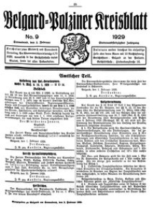 Belgard-Polziner Kreisblatt, 1929, Nr 9