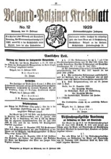 Belgard-Polziner Kreisblatt, 1929, Nr 12