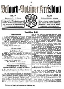 Belgard-Polziner Kreisblatt, 1929, Nr 14