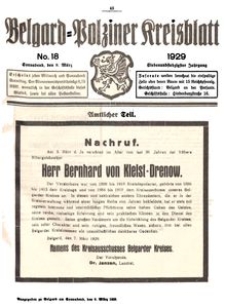 Belgard-Polziner Kreisblatt, 1929, Nr 18