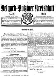 Belgard-Polziner Kreisblatt, 1929, Nr 21