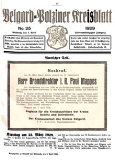Belgard-Polziner Kreisblatt, 1929, Nr 25