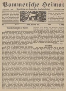 Pommersche Heimat. Monatsbeilage zum Pommerschen Genossenschaftsblatt Nr. 2/1915