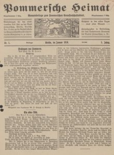 Pommersche Heimat. Monatsbeilage zum Pommerschen Genossenschaftsblatt Nr. 1/1916