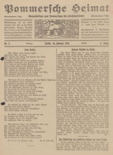 Pommersche Heimat. Monatsbeilage zum Pommerschen Genossenschaftsblatt Nr. 2/1916
