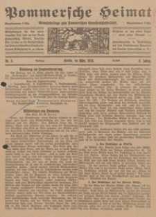 Pommersche Heimat. Monatsbeilage zum Pommerschen Genossenschaftsblatt Nr. 3/1916