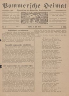 Pommersche Heimat. Monatsbeilage zum Pommerschen Genossenschaftsblatt Nr. 6/1916