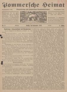 Pommersche Heimat. Monatsbeilage zum Pommerschen Genossenschaftsblatt Nr. 9/1916