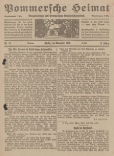 Pommersche Heimat. Monatsbeilage zum Pommerschen Genossenschaftsblatt Nr. 11/1916