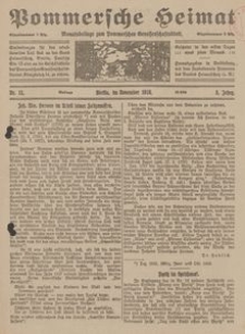 Pommersche Heimat. Monatsbeilage zum Pommerschen Genossenschaftsblatt Nr. 11/1916