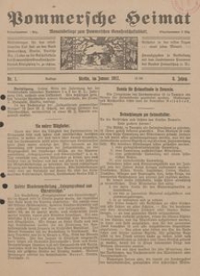 Pommersche Heimat. Monatsbeilage zum Pommerschen Genossenschaftsblatt Nr. 1/1917