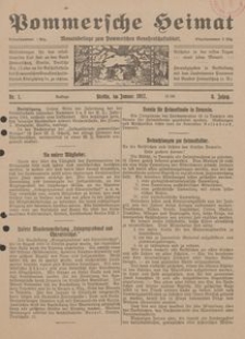 Pommersche Heimat. Monatsbeilage zum Pommerschen Genossenschaftsblatt Nr. 1/1917