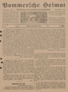 Pommersche Heimat. Monatsbeilage zum Pommerschen Genossenschaftsblatt Nr. 2/1917