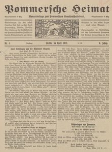 Pommersche Heimat. Monatsbeilage zum Pommerschen Genossenschaftsblatt Nr. 4/1917