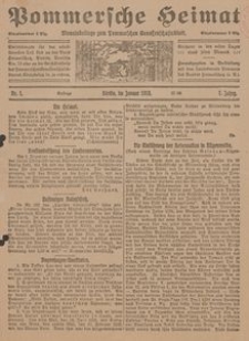 Pommersche Heimat. Monatsbeilage zum Pommerschen Genossenschaftsblatt Nr. 1/1918