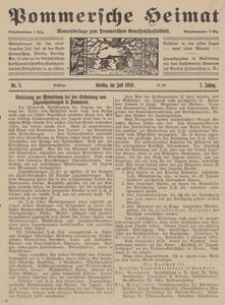 Pommersche Heimat. Monatsbeilage zum Pommerschen Genossenschaftsblatt Nr. 5/1918