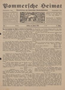 Pommersche Heimat. Monatsbeilage zum Pommerschen Genossenschaftsblatt Nr. 1/1919