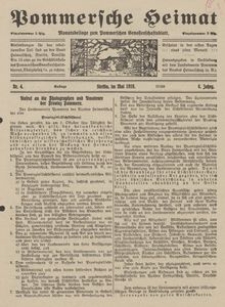 Pommersche Heimat. Monatsbeilage zum Pommerschen Genossenschaftsblatt Nr. 4/1919