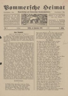 Pommersche Heimat. Monatsbeilage zum Pommerschen Genossenschaftsblatt Nr. 7/1919