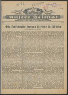 Unsere Heimat. Beilage zur K&ouml;sliner Zeitung Nr. 1/1934