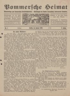 Pommersche Heimat. Monatsbeilage zum Pommerschen Genossenschaftsblatt. - Mitteilungen des Bundes Heimatschutz, Landesverein Pommern Nr. 1/1920