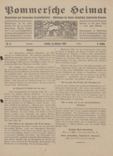 Pommersche Heimat. Monatsbeilage zum Pommerschen Genossenschaftsblatt. - Mitteilungen des Bundes Heimatschutz, Landesverein Pommern Nr. 9/1920