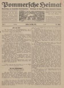 Pommersche Heimat. Monatsbeilage zum Pommerschen Genossenschaftsblatt. - Mitteilungen des Bundes Heimatschutz, Landesverein Pommern Nr. 3/1921