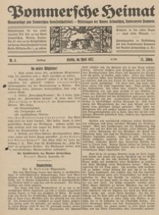 Pommersche Heimat. Monatsbeilage zum Pommerschen Genossenschaftsblatt. - Mitteilungen des Bundes Heimatschutz, Landesverein Pommern Nr. 4/1922