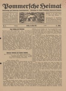 Pommersche Heimat. Monatsbeilage zum Pommerschen Genossenschaftsblatt. - Mitteilungen des Bundes Heimatschutz, Landesverein Pommern Nr. 5/1922