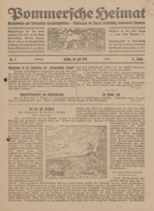 Pommersche Heimat. Monatsbeilage zum Pommerschen Genossenschaftsblatt. - Mitteilungen des Bundes Heimatschutz, Landesverein Pommern Nr. 7/1922