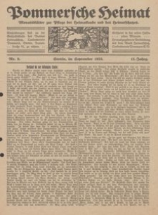 Pommersche Heimat. Monatsblätter zur Pflege der Heimatkunde und des Heimatschutzes Nr. 9/1923