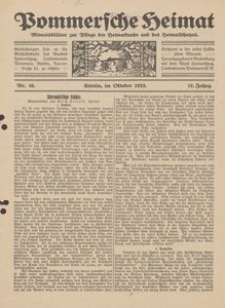 Pommersche Heimat. Monatsblätter zur Pflege der Heimatkunde und des Heimatschutzes Nr. 10/1923