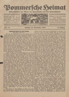 Pommersche Heimat. Monatsbl&auml;tter zur Pflege der Heimatkunde und des Heimatschutzes Nr. 12/1923