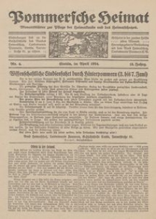 Pommersche Heimat. Monatsblätter zur Pflege der Heimatkunde und des Heimatschutzes Nr. 4/1924