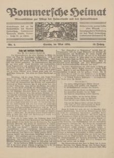 Pommersche Heimat. Monatsblätter zur Pflege der Heimatkunde und des Heimatschutzes Nr. 5/1924