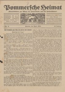 Pommersche Heimat. Monatsbl&auml;tter zur Pflege der Heimatkunde und des Heimatschutzes Nr. 6/1924